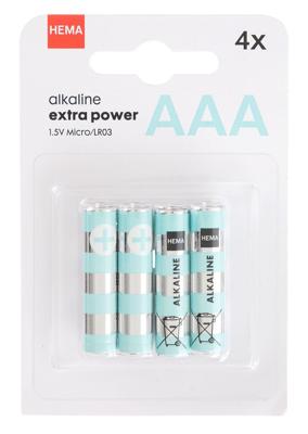 HEMA AAA alkaline extra power batterijen - 4 stuks