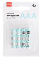 HEMA AAA alkaline extra power batterijen - 4 stuks - thumbnail
