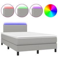Boxspring met matras en LED stof lichtgrijs 120x190 cm - thumbnail
