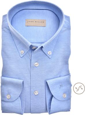 John Miller Heren Overhemd Lichtblauw Tricot Button Down Slim Fit