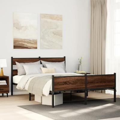 Bedframe zonder matras bewerkt hout bruin eikenkleur 140x190 cm