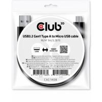 club3D CAC-1408 USB-kabel USB 3.2 Gen1 (USB 3.0 / USB 3.1 Gen1) USB-A stekker, USB-micro-A stekker 1.00 m Zwart - thumbnail