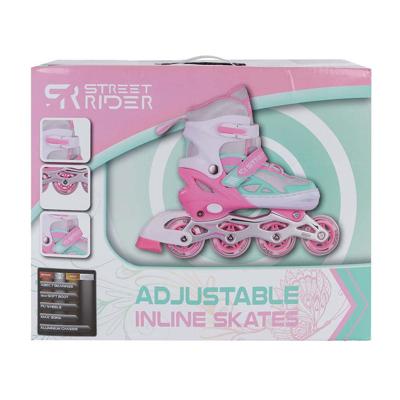 Street Rider Inline Skeelers Roze/Groen Verstelbaar, Maat 29-32
