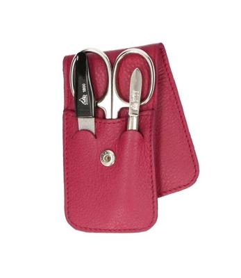 Erbe Solingen 3-delige manicure etui met drukknoopsluiting fuchsia (erbe9079)