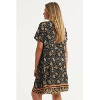STUDIO jurk Birgitte met all over print zwart/wit/roodbruin - thumbnail