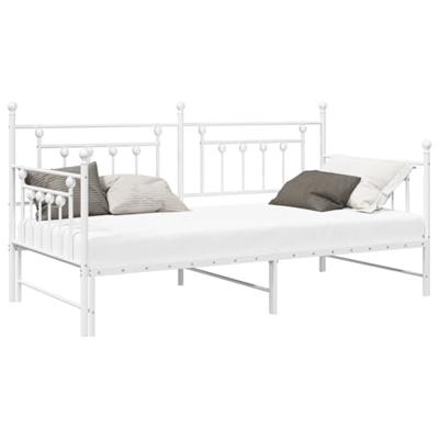 Bedframe voor een daybed met hoofdeinde Wit 100 x 200 cm Staal