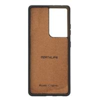 NorthLife - Samsung Galaxy S21 Ultra - Backcover hoesje Echt leer - Cognac - thumbnail
