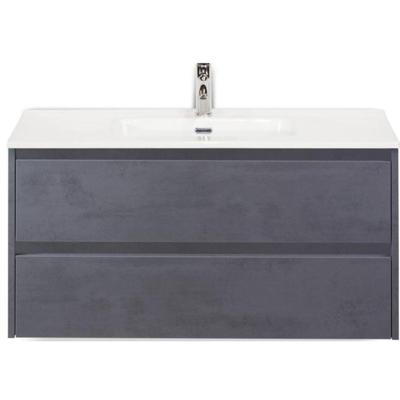 Dante Badmeubelset 100 cm - Beton Antraciet - Keramische Wastafel Wit Cover