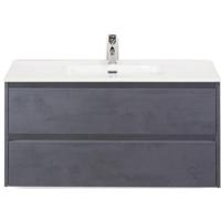 Dante Badmeubelset 100 cm - Beton Antraciet - Keramische Wastafel Wit Cover - thumbnail