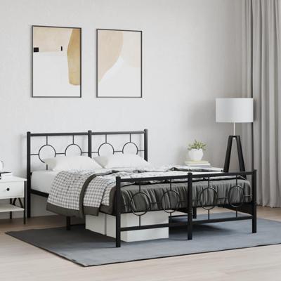 Bedframe met hoofd- en voeteneinde metaal zwart 140x190 cm Bedframe met hoofd- en voeteneinde metaal zwart 140x190 cm