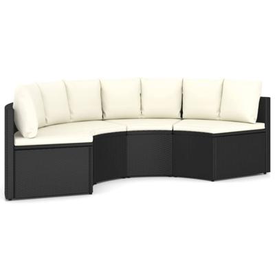 vidaXL 4-delige Loungeset met kussens poly rattan zwart vidaXL 4-delige Loungeset met kussens poly rattan zwart