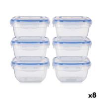 Set Lunchboxen Leknes Blauw Transparant Polypropyleen Plastic 900 ml Hermetisch (8 Stuks) - thumbnail