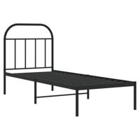 Bedframe met hoofdbord metaal zwart 75x190 cm - thumbnail