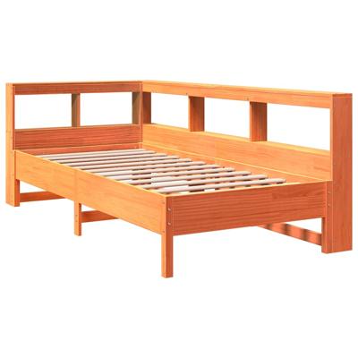 Bed met boekenkast zonder matras grenenhout wasbruin 100x200 cm - thumbnail