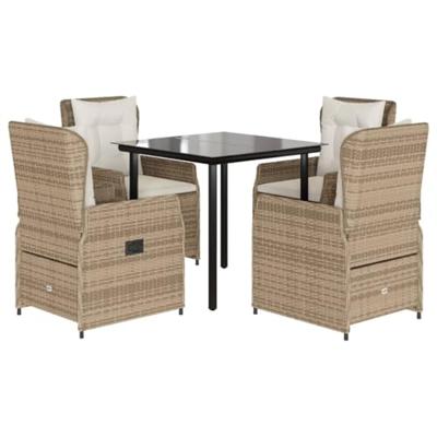 5-delige Tuinset met kussens poly rattan beige
