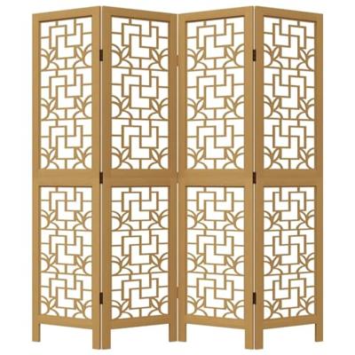 Kamerscherm met 4 panelen massief paulowniahout bruin