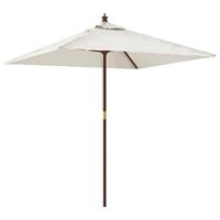 Parasol met houten paal 198x198x231 cm zandkleurig - thumbnail