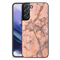 Samsung Galaxy S22 Plus Marmeren Print Telefoonhoesje Marmer Oranje - thumbnail