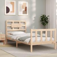 Bedframe met hoofdbord massief hout - thumbnail