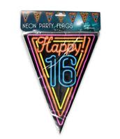 Happy 16 Jaar Neon Vlaggenlijn - 10 Meter - thumbnail