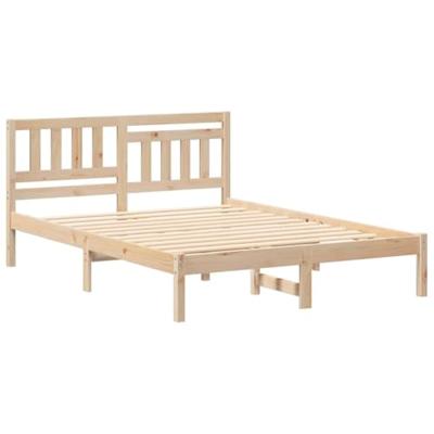 Bedframe met hoofdeinde Bruin 135 x 190 cm Massief grenenhout