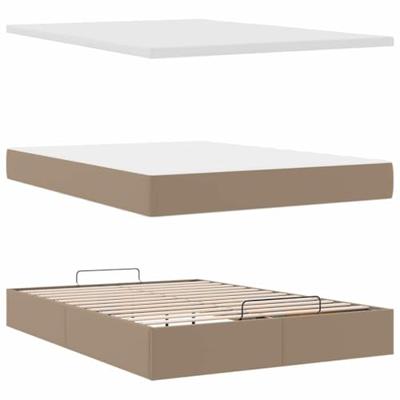 Ottoman bed met matras 140x200cm kunstleer cappuccinokleurig