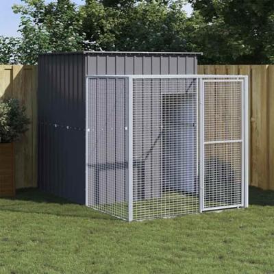 Kippenhok met ren 165x251x181 cm gegalvaniseerd staal antraciet