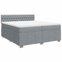 Boxspring met matras stof lichtgrijs 90x190 cm - thumbnail