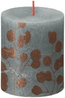 Bolsius rustiek printed stompkaars 80/68 eucalyptus green - thumbnail