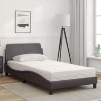 Bed met matras kunstleer grijs 100x200 cm - thumbnail