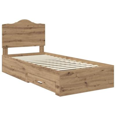 Bedframe met hoofdeinde Artisan Eiken 90 x 200 cm Bewerkt hout