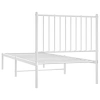 Bedframe met hoofdbord metaal wit 80x200 cm - thumbnail