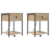 Bedside kasten 2 pcs Sonoma eiken 42 x 41 x 56 cm Bewerkt hout - thumbnail