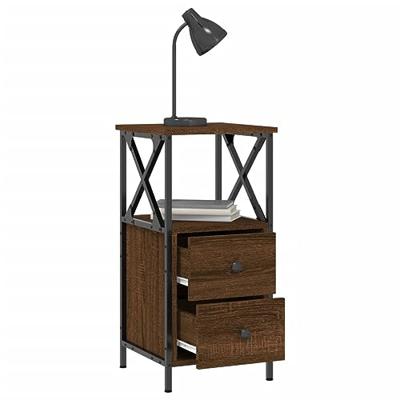 Nachtkastjes 2 st 34x35,5x70 cm bewerkt hout bruin eikenkleur