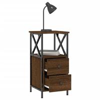 Nachtkastjes 2 st 34x35,5x70 cm bewerkt hout bruin eikenkleur - thumbnail