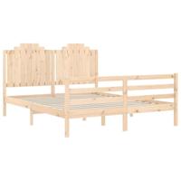Bedframe met hoofdbord massief hout 160x200 cm - thumbnail