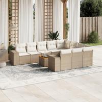 11-delige Tuinset met kussens poly rattan beige - thumbnail