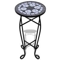 VidaXL Bijzeltafel mozaïek zwart en wit - thumbnail