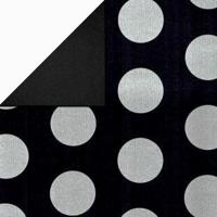 Cadeaupapier - Geschenkpapier - Silver circles in black ribbed 70 cm - thumbnail