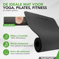 Tunturi Yogamat 8mm | Fitnessmat | Pilatesmat | 180 x 60 x 0,8 cm | Incl Draagtas | Anti Slip en Eco | Zwart - thumbnail