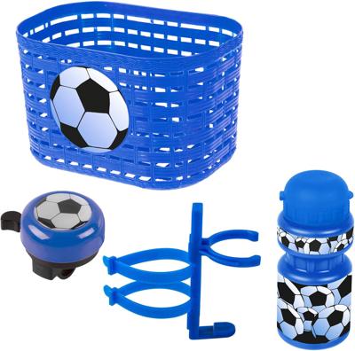 Messingschlager Ventura accessoiresset voetbal jongens blauw/wit 4-delig Messingschlager Ventura accessoiresset voetbal jongens blauw/wit 4-delig