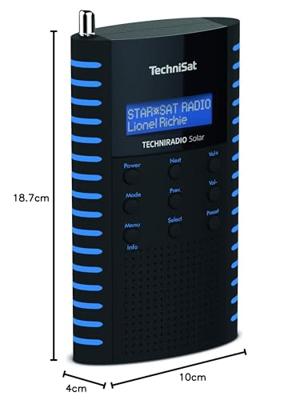 TechniSat TECHNIRADIO Solar - draagbare DAB-radio (DAB+, FM, hoofdtelefoonaansluiting, opladen via zonnepaneel, IPX 5 spatwaterdicht) zwart/blauw