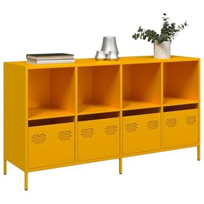 Dressoir 135x39x73,5 cm koudgewalst staal mosterdgeel