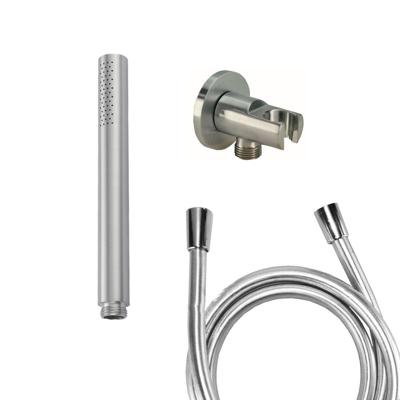 Wiesbaden Caral handdoucheset inbouw rond 1 stand staafhanddouche met doucheslang en wandhouder RVS sw10614/sw62403/sw62578/