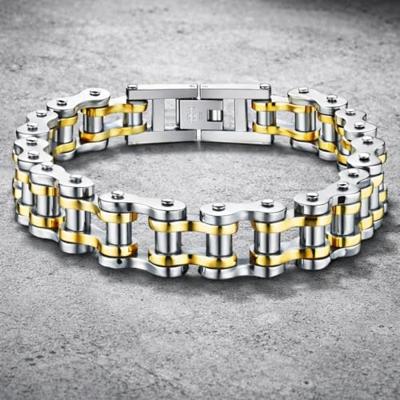 Heren armband Edelstaal Biker Chain Zilverkleurig Goudkleurig Heren armband Edelstaal Biker Chain Zilverkleurig Goudkleurig