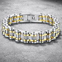 Heren armband Edelstaal Biker Chain Zilverkleurig Goudkleurig - thumbnail