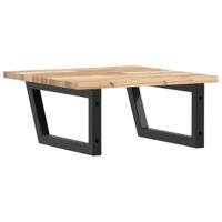 Badkamer wandschap staal en massief acaciahout - thumbnail