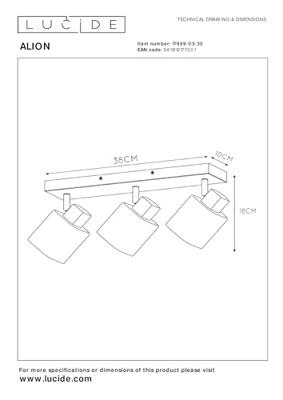 Lucide ALION - Plafondspot - 3xE14 - Zwart