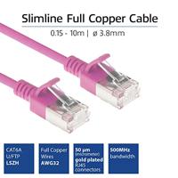 ACT Roze 0,5 meter LSZH U/FTP CAT6A datacenter slimline patchkabel snagless met RJ45 connectoren - thumbnail