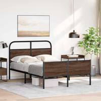 Bedframe zonder matras bewerkt hout bruin eikenkleur 140x200 cm - thumbnail
